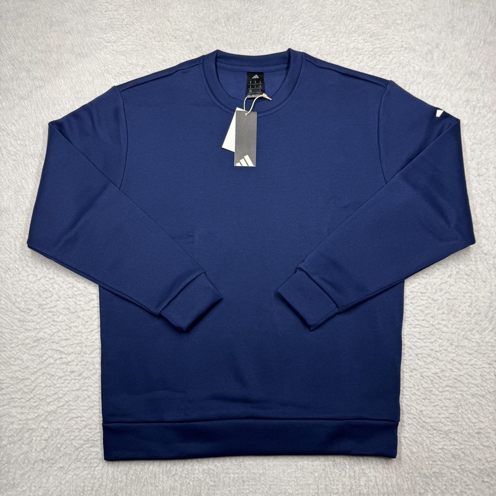 NWT Adidas Fleece Crewneck Sweatshirt Blank Solid Blue Men's Size Medium